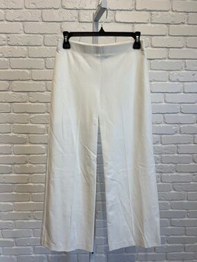 Women's Cream Wide-Leg Cropped Knit Pants